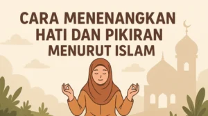 Ilustrasi seorang Muslim yang sedang duduk tenang dalam keadaan khusyuk untuk mencari ketenangan batin.
