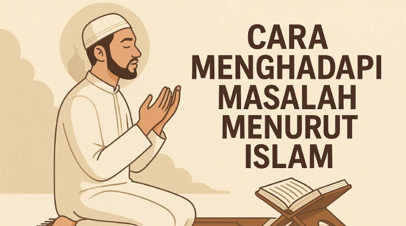 Seorang pria membaca Al-Quran sambil berdoa, simbol cara menghadapi masalah menurut Islam dengan kesabaran dan kepercayaan.