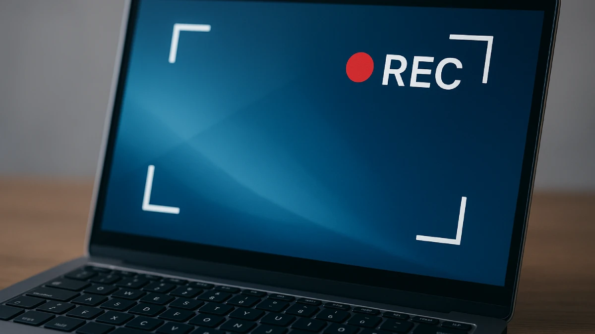 Layar laptop dengan tulisan