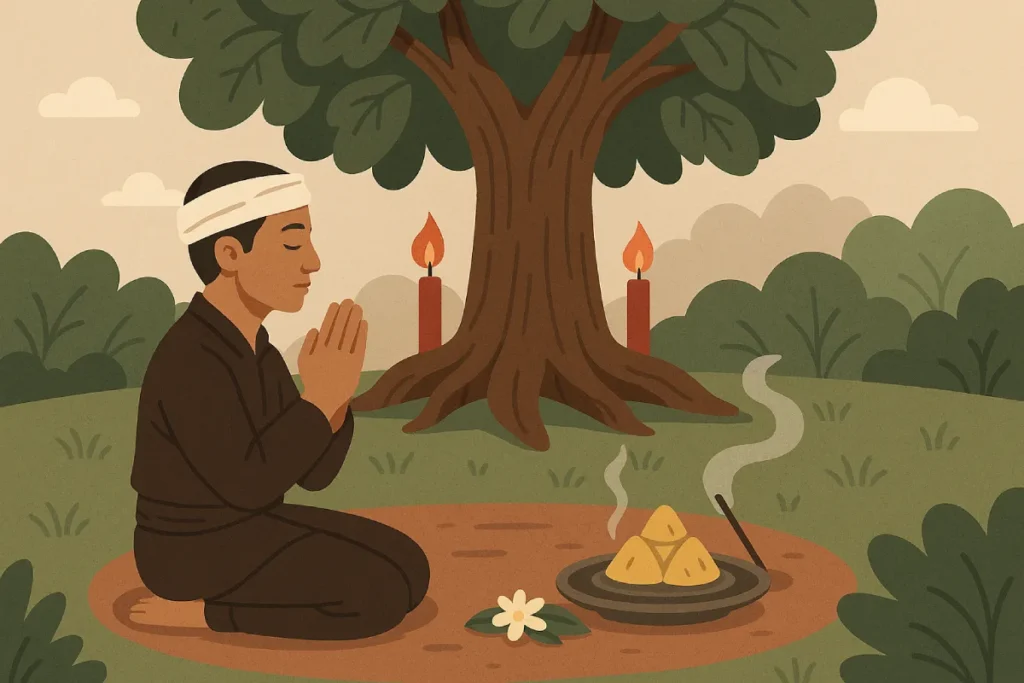 gambar ilustrasi cara ibadah agama Kapitayan