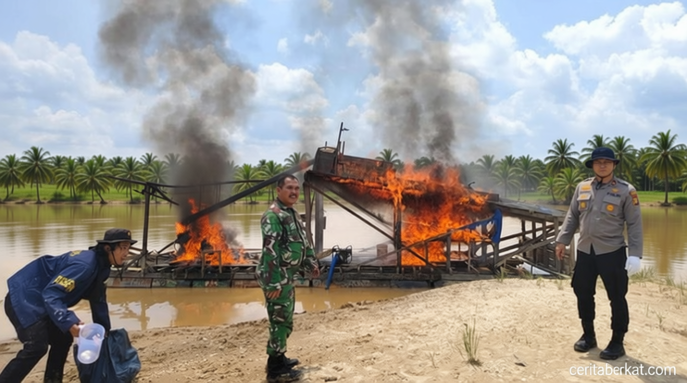 Meeting Results: Kolaborasi Polisi dan TNI Respons Laporan Warga soal PETI, 12 Rakit Dibakar