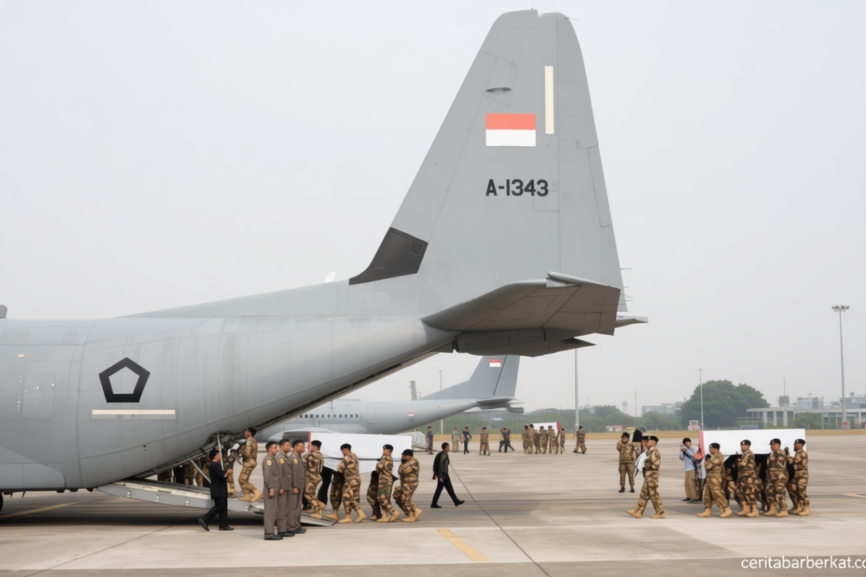 Yang Terjadi Saat: Tiga jenazah prajurit gugur di Lebanon diterbangkan menuju rumah duka