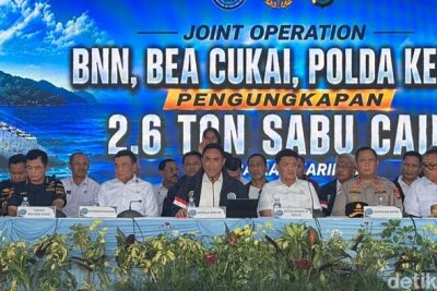 BNN: Jaringan 2,6 Ton Sabu Cair yang Disergap Berkaitan Kasus 1,3 Ton Ketamin