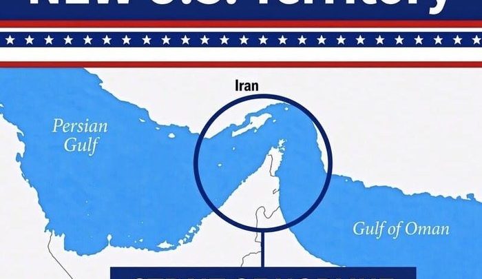 Tak Ada Negosiasi Iran, Trump Unggah Peta Selat Hormuz ‘Wilayah Baru AS’