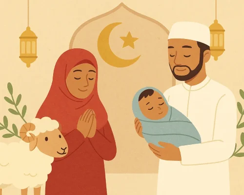 Tata cara aqiqah dalam Islam mencakup penyembelihan hewan, pemberian nama bayi, dan sedekah kepada yang membutuhkan sebagai bentuk rasa syukur kepada Allah.